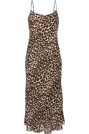 Reformation Robe mi-longue Emerick à imprimé léopard