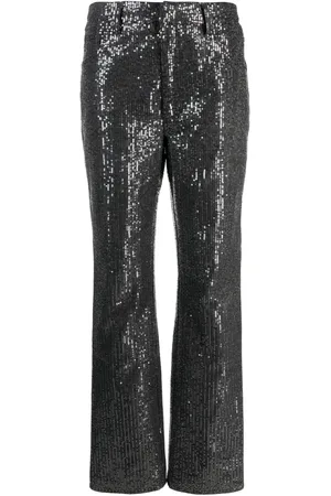 ROTATE Jean orné de sequins à taille haute