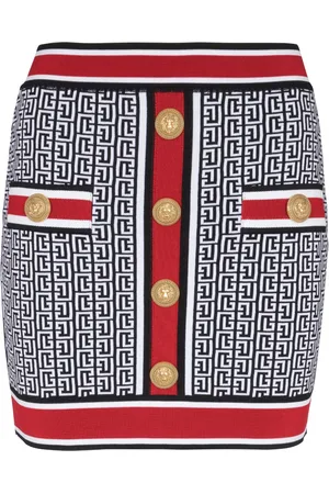 Balmain Minijupe en maille à motif monogrammé
