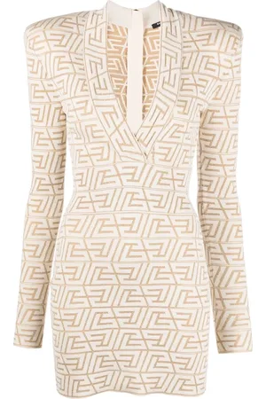 Balmain Robe courte en maille à logo en jacquard