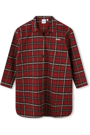 HUGO BOSS Robe-chemise en coton à carreaux