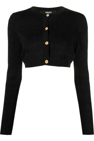 VERSACE Cardigan en maille à coupe crop