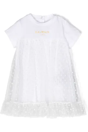 Balmain Robe en tulle à pois appliqués