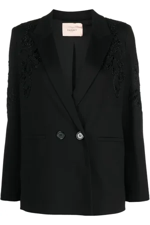 Twin-Set Blazer croisé à fleurs brodées