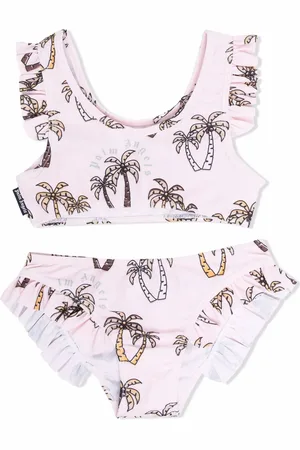 Palm Angels Bikini volanté à imprimé palmier