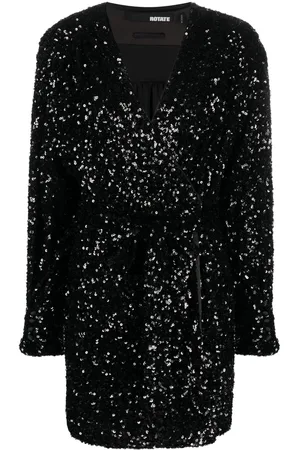 ROTATE Robe portefeuille courte à sequins brodés