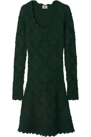 Burberry Robe en maille Aran à manches longues