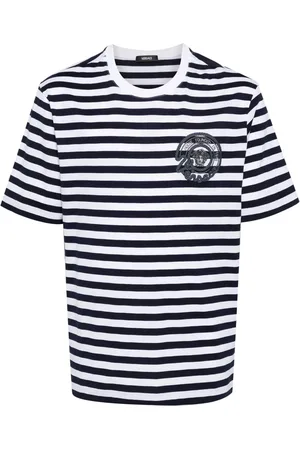 VERSACE T-shirt rayé à motif Medusa brodé