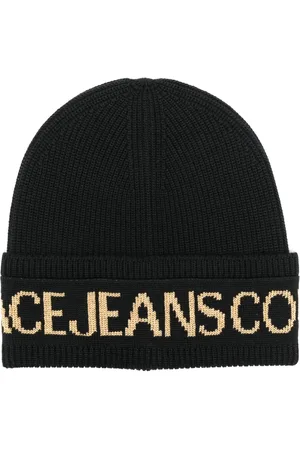 VERSACE Bonnet en maille à logo intarsia