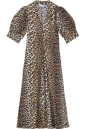 Ganni Robe en coton biologique à imprimé léopard