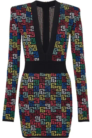 Balmain Robe courte en maille intarsia