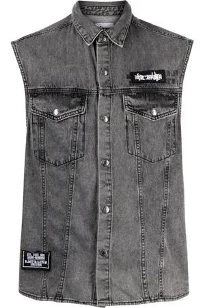Izzue Chemise sans manches en jean à détail de patch