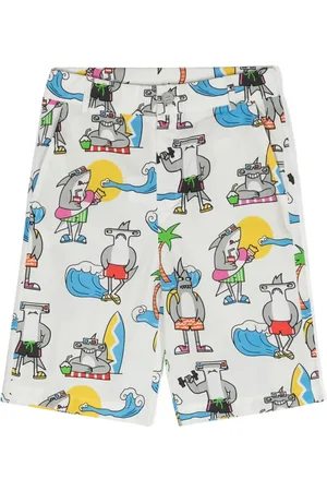 Stella McCartney Short en coton à imprimé requin