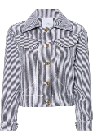 Patou Veste crop en jean à rayures