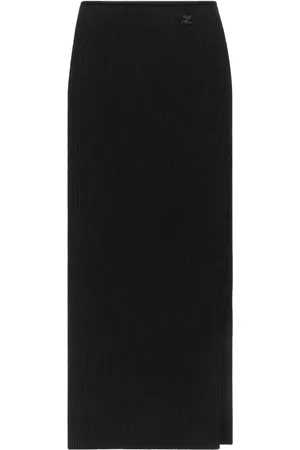 Courrèges Jupe longue Tube en maille nervurée