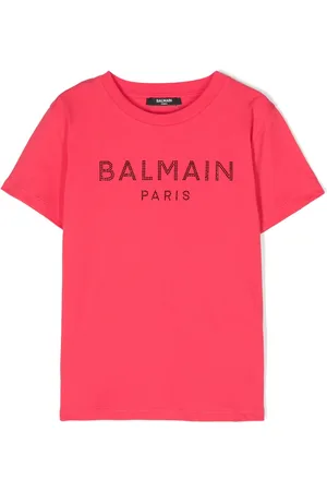 Balmain T-shirt en coton à logo strassé