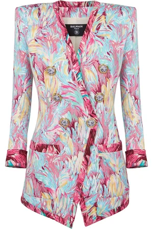 Balmain Blazer à imprimé plumes