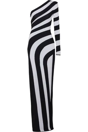 Balmain Robe longue rayée à une épaule