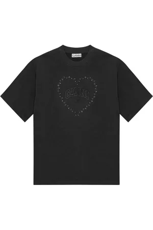 Ganni T-shirt en coton à logo appliqué