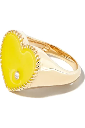 YVONNE LÉON Chevalière en 9ct sertie de diamants et émails