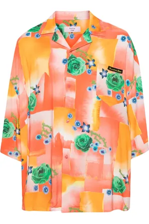 MARTINE ROSE Chemise fleurie à patch logo