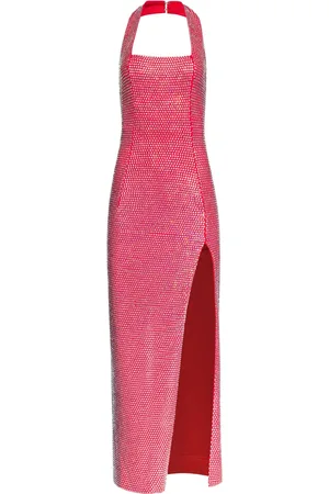 AREA Robe longue à ornements en cristal