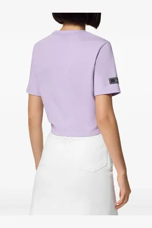 VERSACE T-shirt crop à détail d