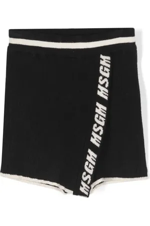 Msgm Jupe-short nervurée à logo intarsia