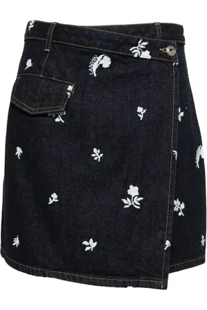 Lanvin Jupe en jean à fleurs brodées