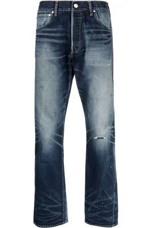 VISVIM Jean droit à effet usé