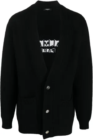 Balmain Cardigan à logo intarsia