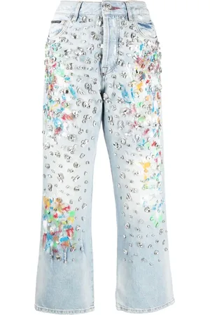 Philipp Plein Jean court à ornements strassés