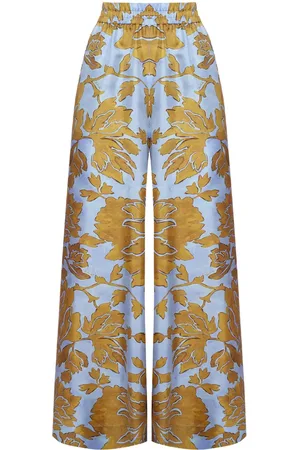 La DoubleJ Pantalon palazzo en soie à fleurs