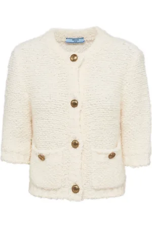 Prada Cardigan en tweed à coupe crop