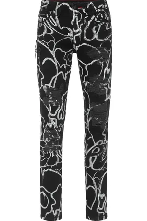 Philipp Plein Jean skull&bones à coupe droite