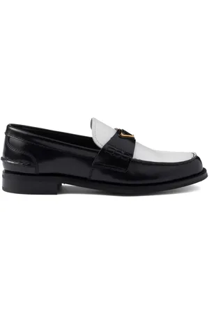 Prada Mocassins bicolores en cuir à effet brossé