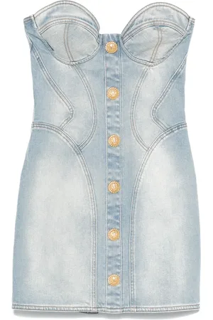 Balmain Robe en jean à coupe courte