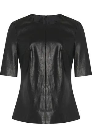 ROSETTA GETTY T-shirt en cuir à col rond