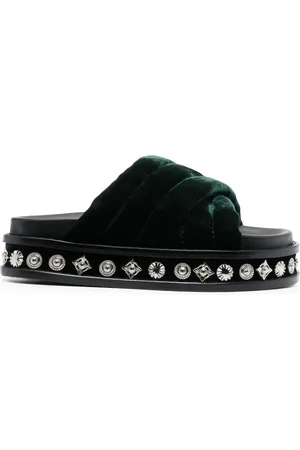 TOGA PULLA Claquettes en velours à détails de clous 50 mm