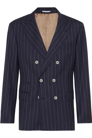 Brunello Cucinelli Blazer croisé à fines rayures