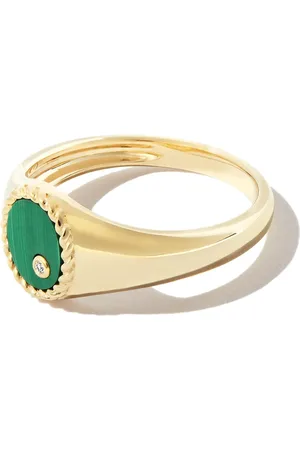 YVONNE LÉON Chevalière en 9ct sertie de malachite