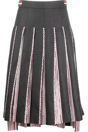 Thom Browne Jupe mi-longue plissée à imprimé graphique