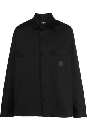 Balmain Chemise en coton à patch logo