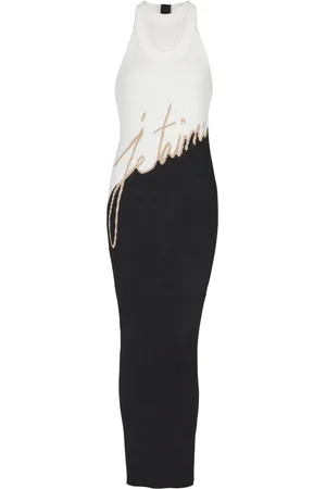 Balmain Robe mi-longue à logo intarsia