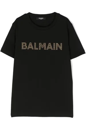 Balmain T-shirt en coton à logo strassé