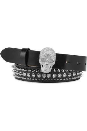 Philipp Plein Ceinture en cuir à boucle tête de mort