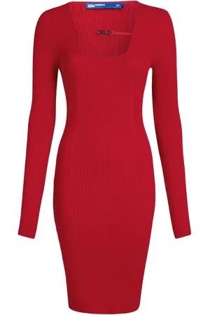 Karl Lagerfeld Robe mi-longue en maille à encolure carrée