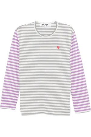 Comme des Garçons T-shirt rayé à patch cœur