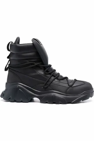 EA7 Bottines lacées en cuir à semelle épaisse
