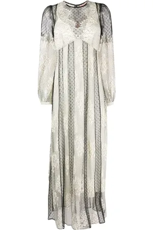 Twin-Set Robe en dentelle fleurie à coupe longue